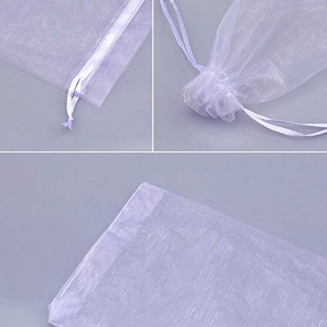 G2PLUS White Organza Gift Bags: 13x18 CM Clear Mesh Pouches, 100 PCS Organza Jewellery Bags, Large Favour Pouches for Wedding, Birthday Party Supplies