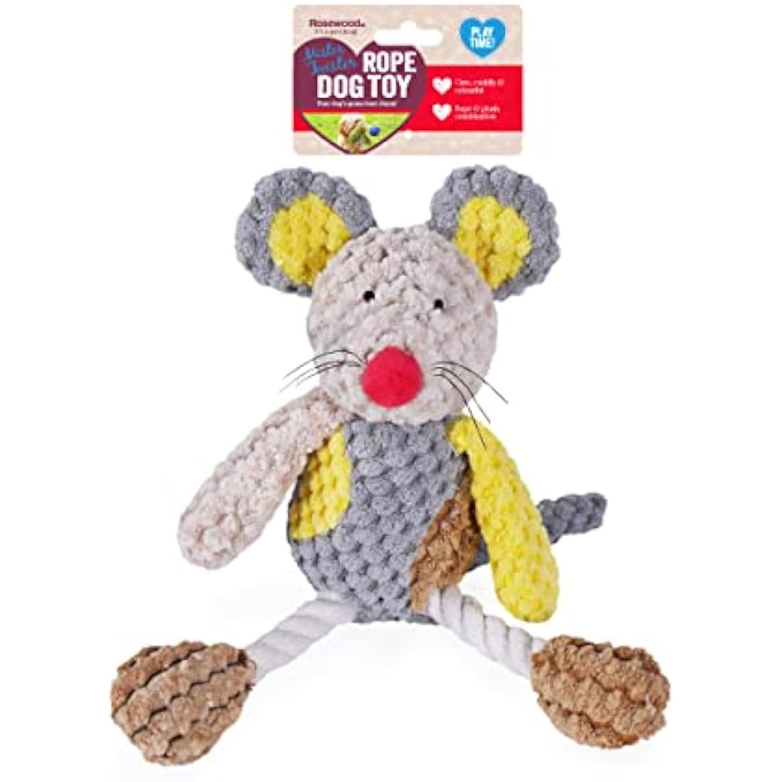 Rosewood Molly Mouse Dog Toy - Soft Squeaky Plush Toy for Small Dogs and Puppies - Cute Mouse Design for Cuddling and Play - Lightweight, Interactive Toy for Indoor Fun