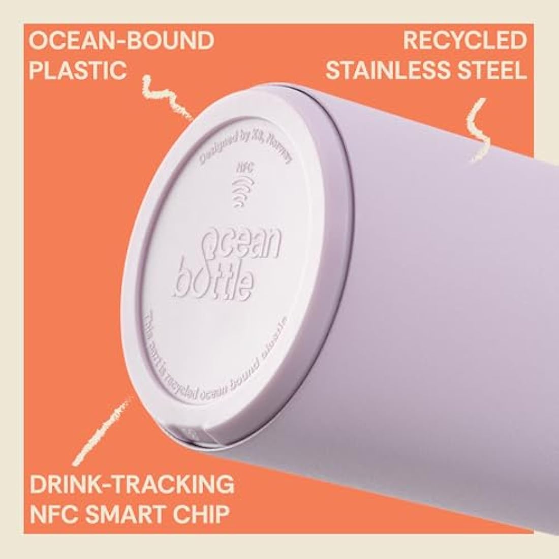Ocean Bottle - Recycled Stainless Steel Brew Flask - Eco-Friendly & Reusable Bottle - 350ml (Lavender Haze)