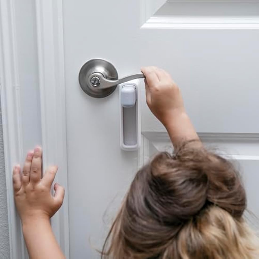 BeeGo® Door Lever Locks (2 Pack) – Stick On Door Lock Without Drilling | Door Security with Adhesive for Home, Bedroom, & Kitchen