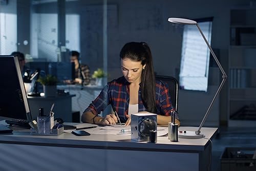 Daylight Tricolor LED Dimmable Eye Caring 3 Colour temperatures, 95+ CRI, Designed with Bold and Visible switches, Table Lamp, White
