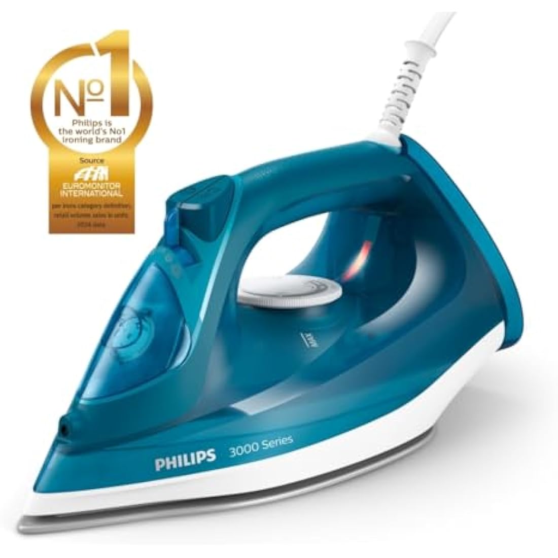Philips Perfect Care 3000 Series Steam Iron, 2600 W Power, 40 g/min Continuous Steam, 200 g Steam Boost, 300 ml Water Tank, Ceramic Soleplate, Blue (DST3040/79)