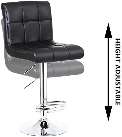 KKTONER Bar Stool PU Leather with Backrest Height Adjustable Swivel Pub Chair Home Kitchen Bar stools Black