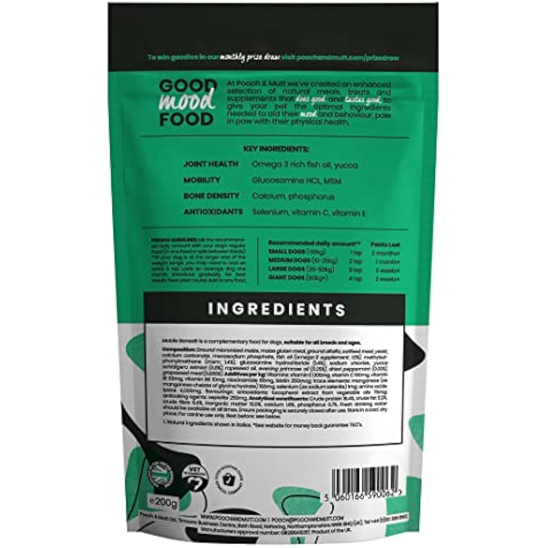 Pooch & Mutt - Mobile Bones, Supplement for Dog Joints (Comfort, Mobility and Strength), 200g