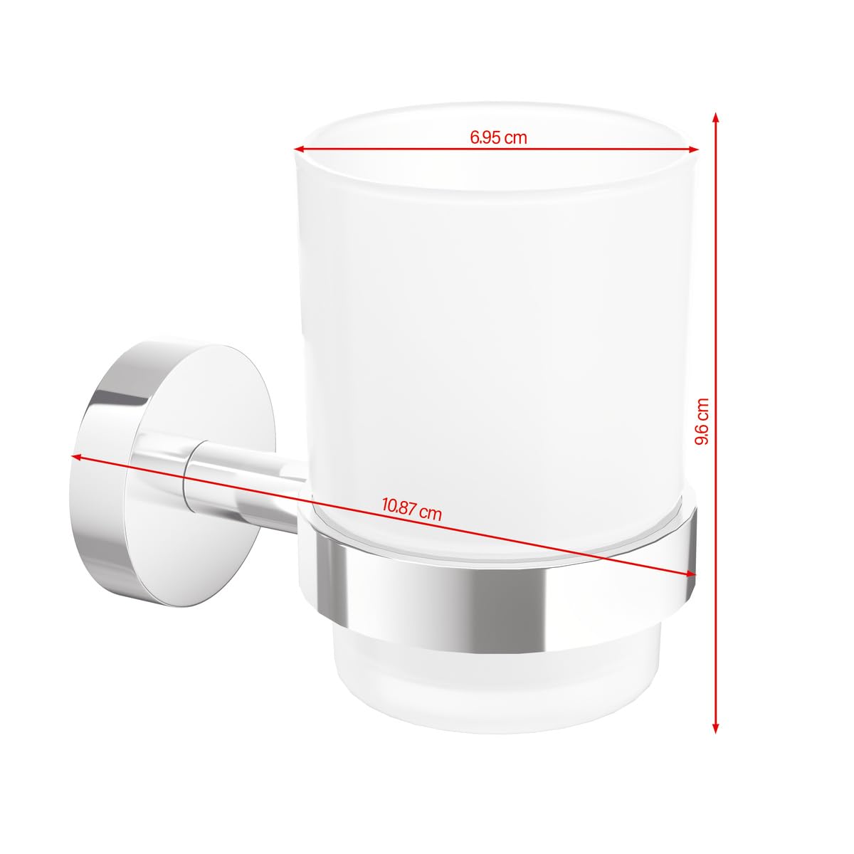 tesa SMOOZ Toothbrush and Toothpaste Holder - No Drill Wall Mounted Satined Cup with Chrome-Plated Holder, Stainless - Waterproof