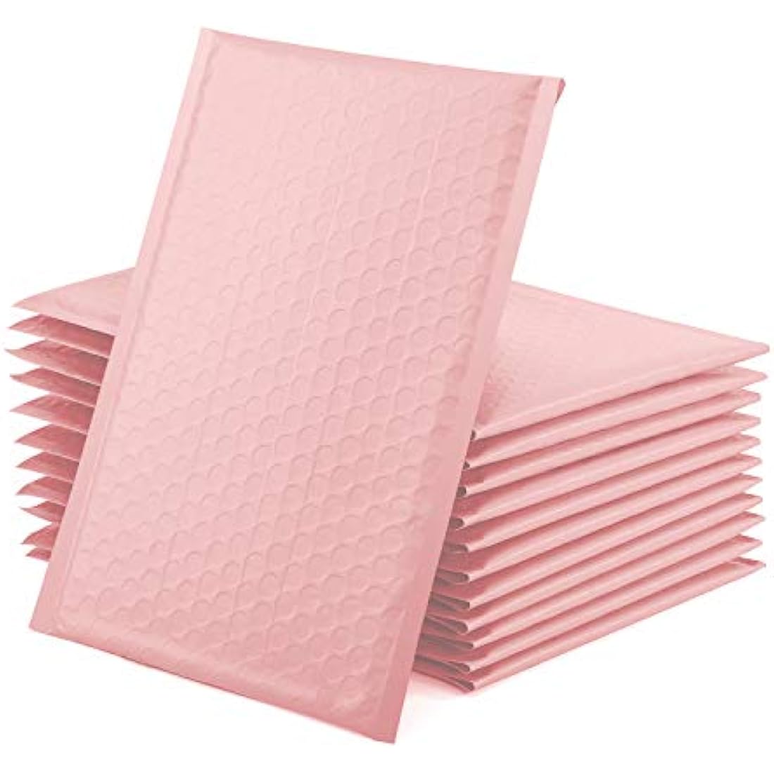 Switory 50Pcs Poly Bubble Mailers, 10.2x17.7cm Padded Envelopes Bubble Lined Wrap Polymailer Bags for Shipping Packaging Mailing Self Seal, Pale Pink (Outside Size: 10.2x22.3cm)