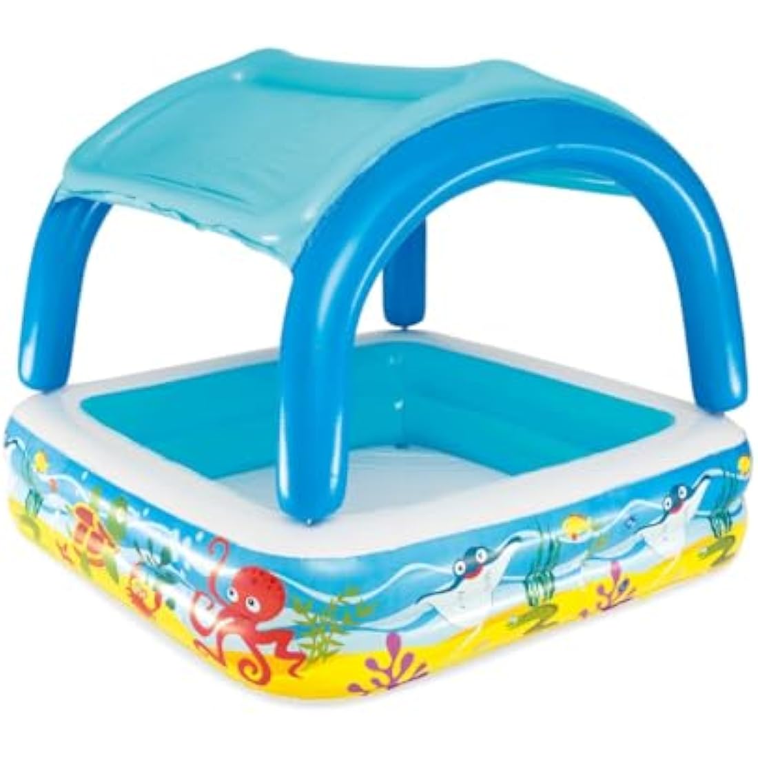 Bestway Inflatable Paddling Pool | Kids, Toddler Outdoor Garden Paddling Pool with Shade, Canopy Baby Pool, Ages 2+, Blue