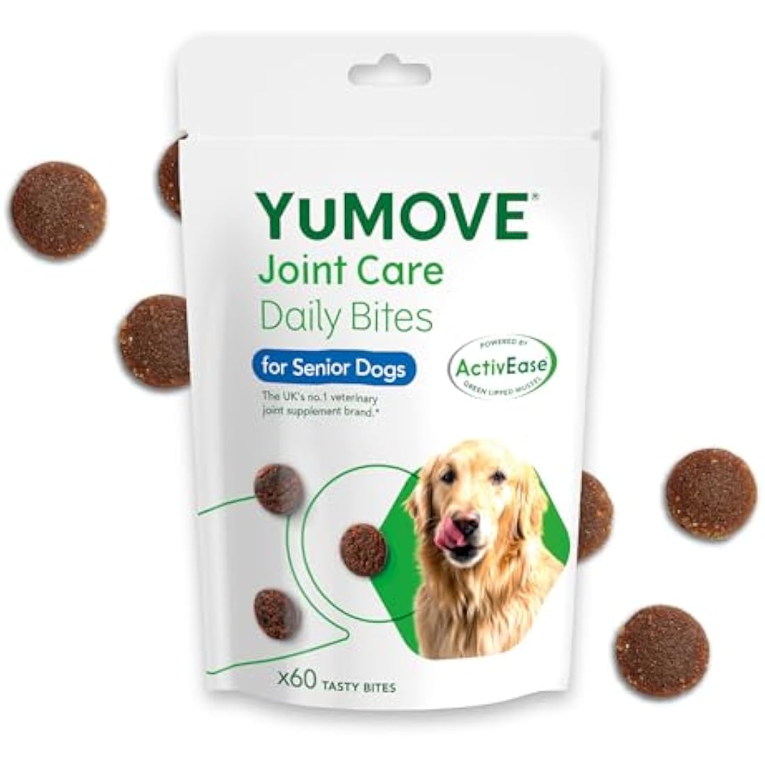YuMOVE Senior Dog Joint Supplement, Daily Bites for Joint Care, Essential Dog Hip and Joint Aid for Senior Dogs with Glucosamine, Chondroitin, Green Lipped Mussel, Aged 8+, 60 Chews
