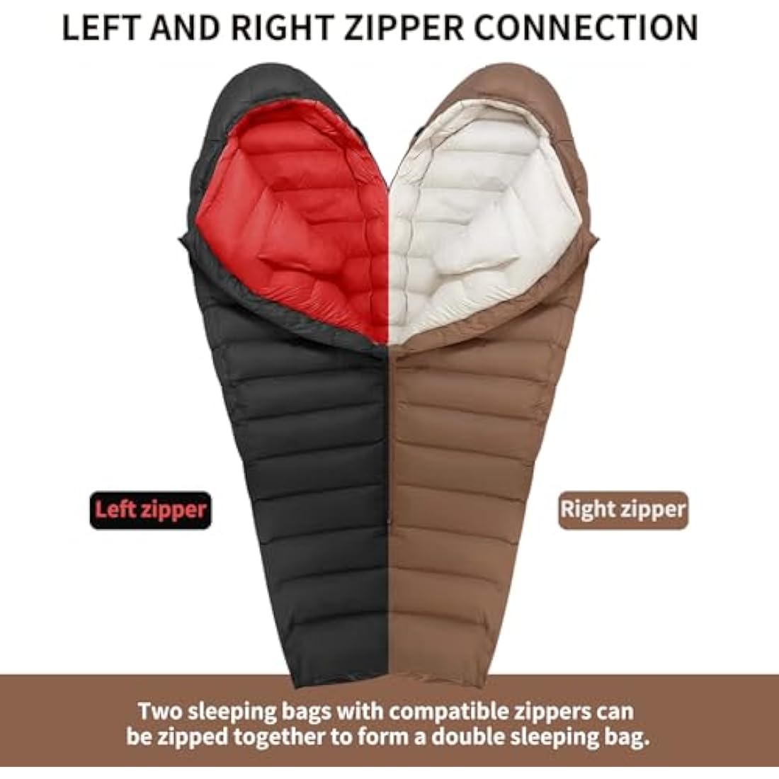 QEZER Winter Sleeping Bag for Adults, Lightweight Down Sleeping Bag -20 Degree C for Cold Weather Camping and Mountaineering Outdoor with 660 FP Duck Down