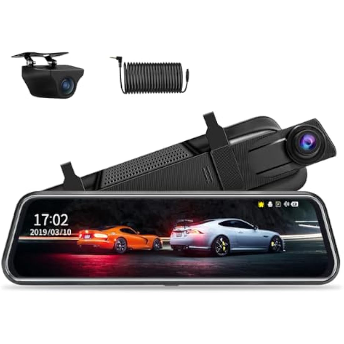 【Upgraded】10 Inch Mirror Dash Cam Night Vision 1080P Full Touch Screen Dual Dash Cam Front and Rear Camera Car Rear View Mirror Loop Recording 170° Wide Angle Parking Assistance