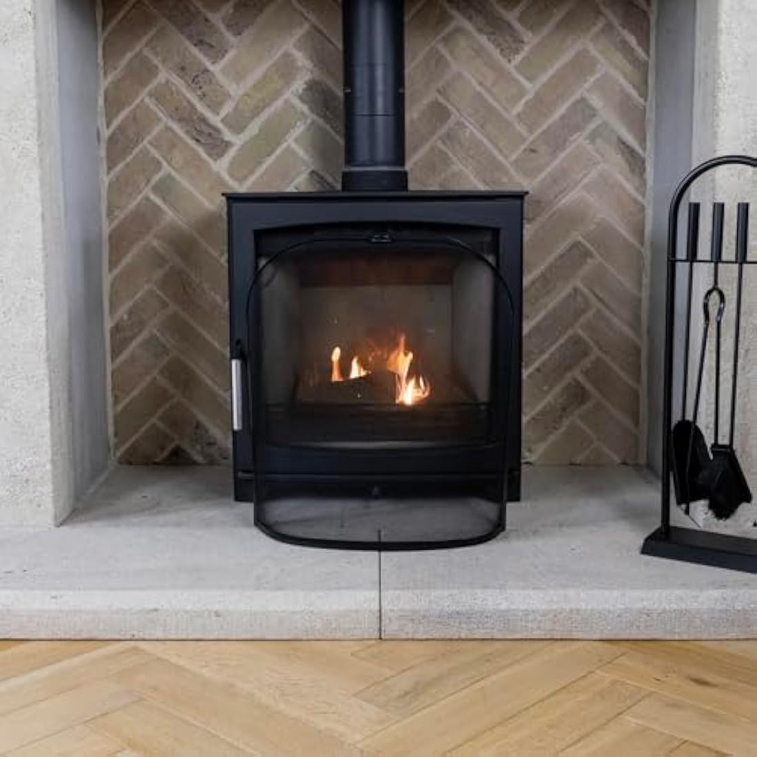 JVL Black Cairngorn Spark guard, fire guard, fire screen, fire surround