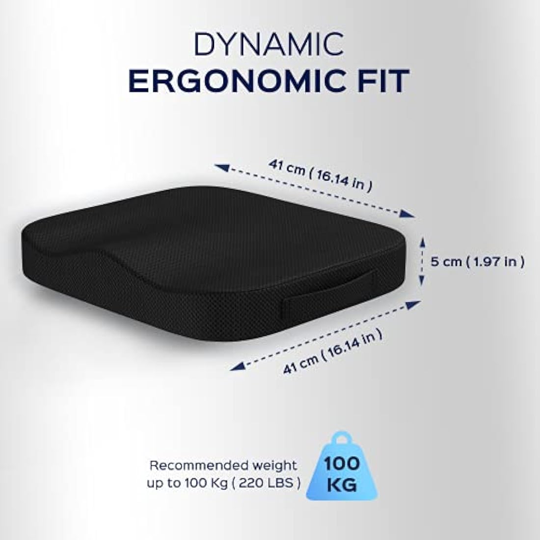 bonmedico Memory Foam Seat Cushion for Office Chair - Non-Slip, Seat Pads for Coccyx Pain Relief to Support Standing - Portable Car Seat Cushion w/Handle for Lower Back Support