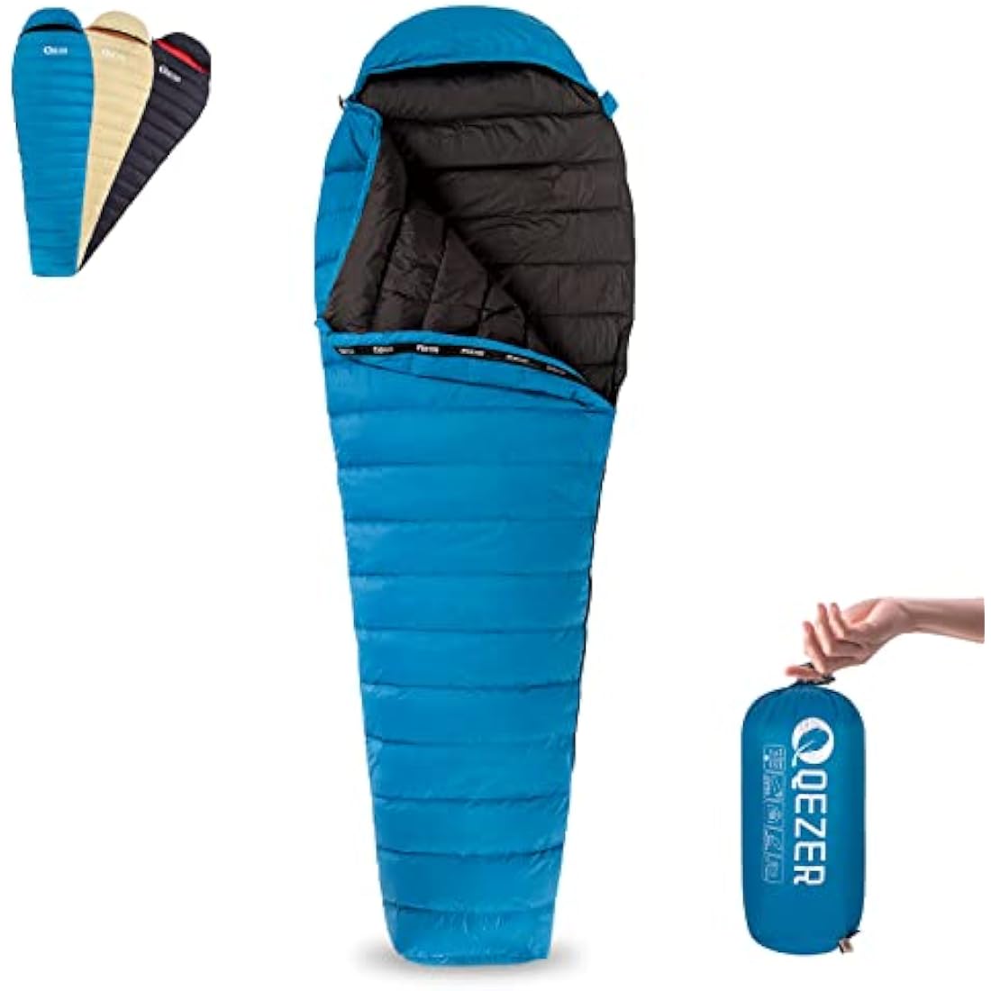 QEZER Ultralight Sleeping Bag for Adults,only 780g Backpacking Sleeping Bag Filled 600+FP Duck Down 5°C 15°C for Camping,and Hiking,Warehouse Outdoor