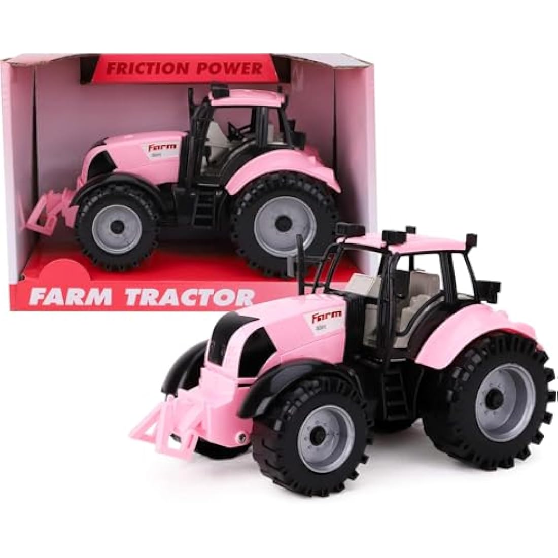 Toyland® Friction Powered Farm Tractor With Opening Bonnet - Available In Pink, Blue, Red & Green (Pink)
