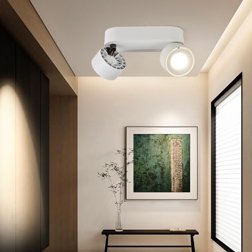 Budbuddy 12W LED Adjustable Ceiling Spotlights, White, 8.7" x 3.3" x 3.5", Modern, Hallway, Living Room, Office