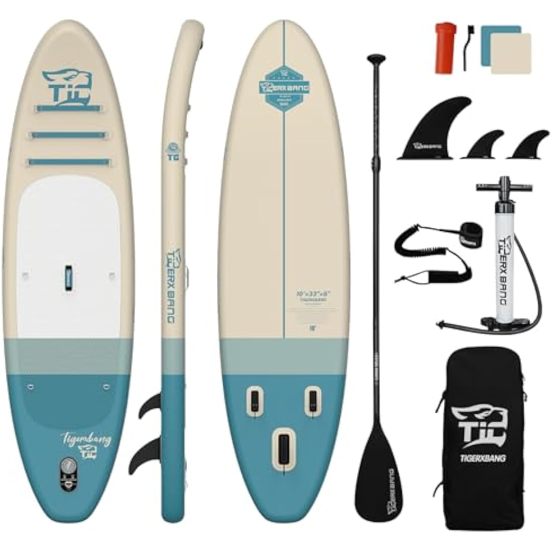 TIGERXBANG Inflatable Stand Up Paddle Board 11'6"/11'/10' with SUP Board Accessories, Versatile Premium Paddle Boards for Adults/Youth, Inflatable Paddle Board Polar/Wave/Sunny Wave Collection