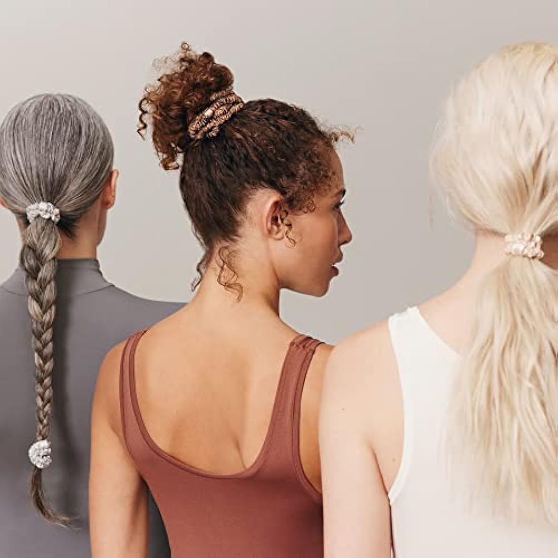 slip Skinny Blonde Scrunchies - Back to Basics - Anti-Crease, Anti-Breakage Slipsilk Design Protects Delicate Hair - Includes 4 Pure Silk Scrunchies - 4 Pack