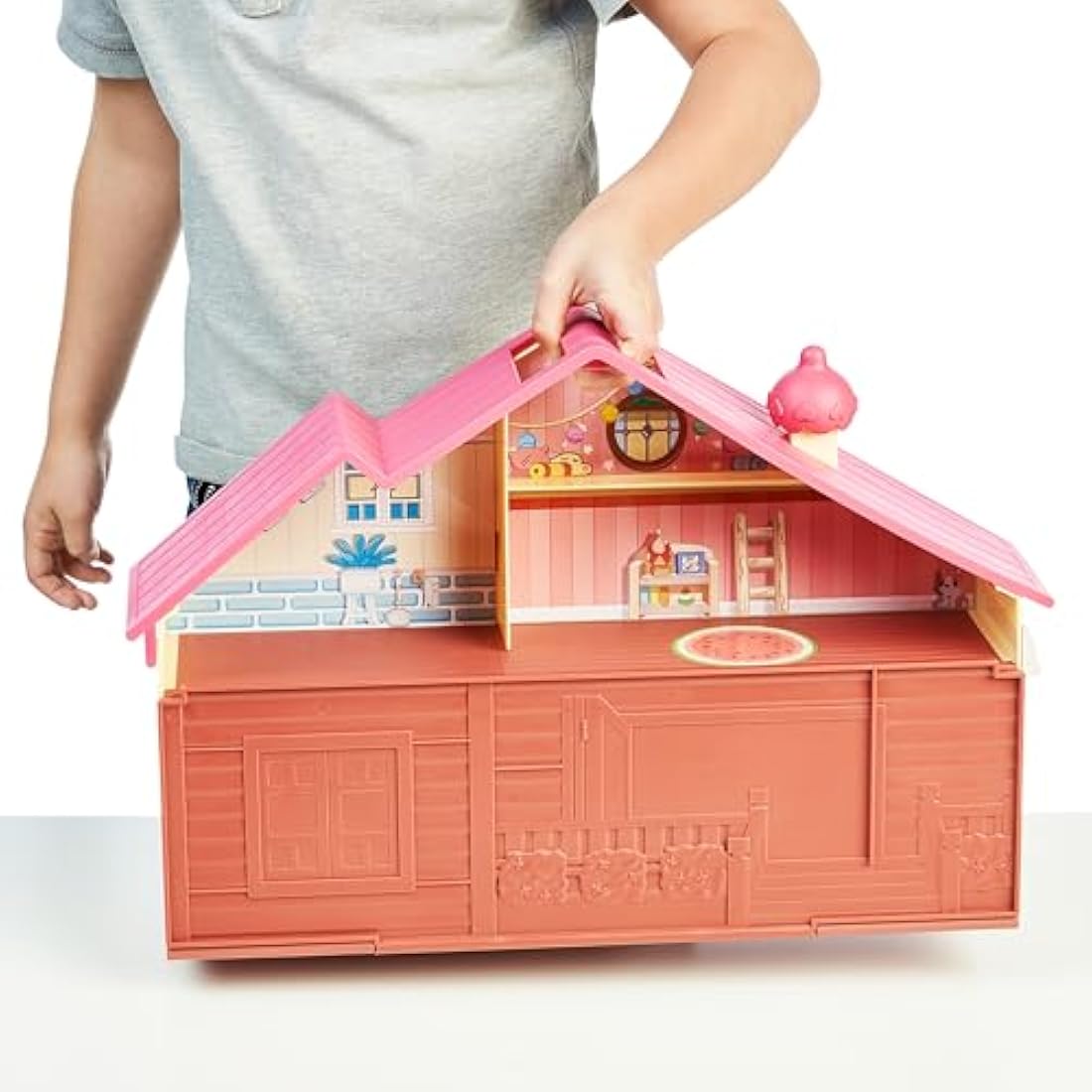 Bluey Heeler Family Home Play Set: 1 Official Collectable Action Figure, Large Playhouse Playset 4 Rooms, Furniture Accessories and Pull Down Patio