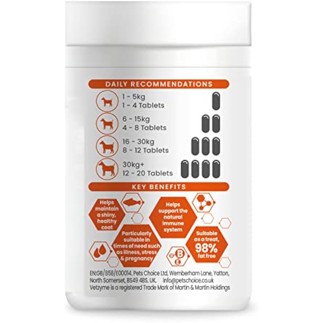Vetzyme Once A Day Conditioning Tablets for Dogs (240 Tablets) - With B Complex Vitamins to Promote Fitness and Support a Healthy Immune System