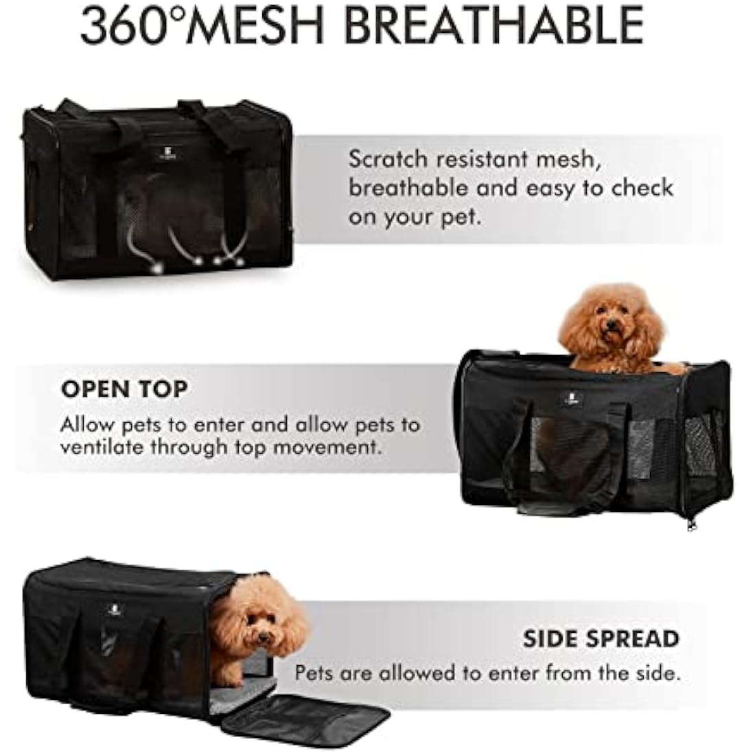 X-ZONE PET Airline Approved Soft-Sided Pet Travel Carrier for Dogs and Cats (Large, Black)