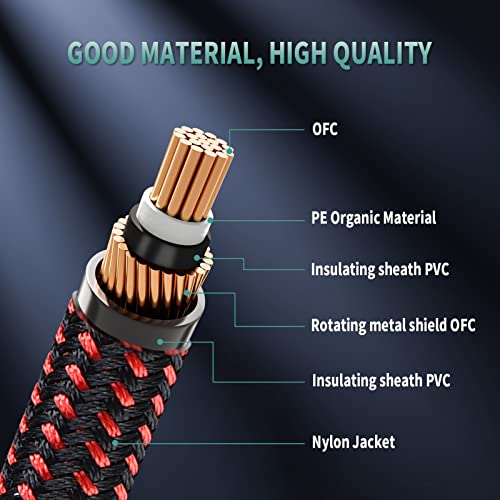 OTraki 2 Pcs Braided Guitar Lead Instrument Cables 2m, 6.5ft Guitar Cable 6.35mm 1/4", Electric Guitar Cable, Instrument Cable For Electric Bass Keyboard, Amp, Speaker, Pro Audio(Red+Green)