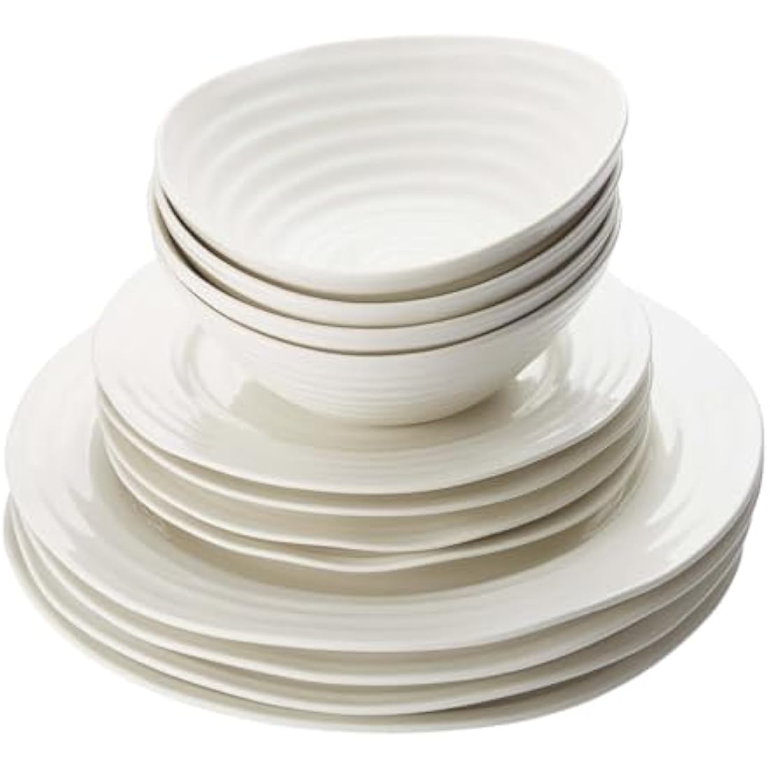 Portmeirion Home & Gifts CPW80002-X Dinner Set, Porcelain, White, 27.9 x 27.9 x 2.5 cm