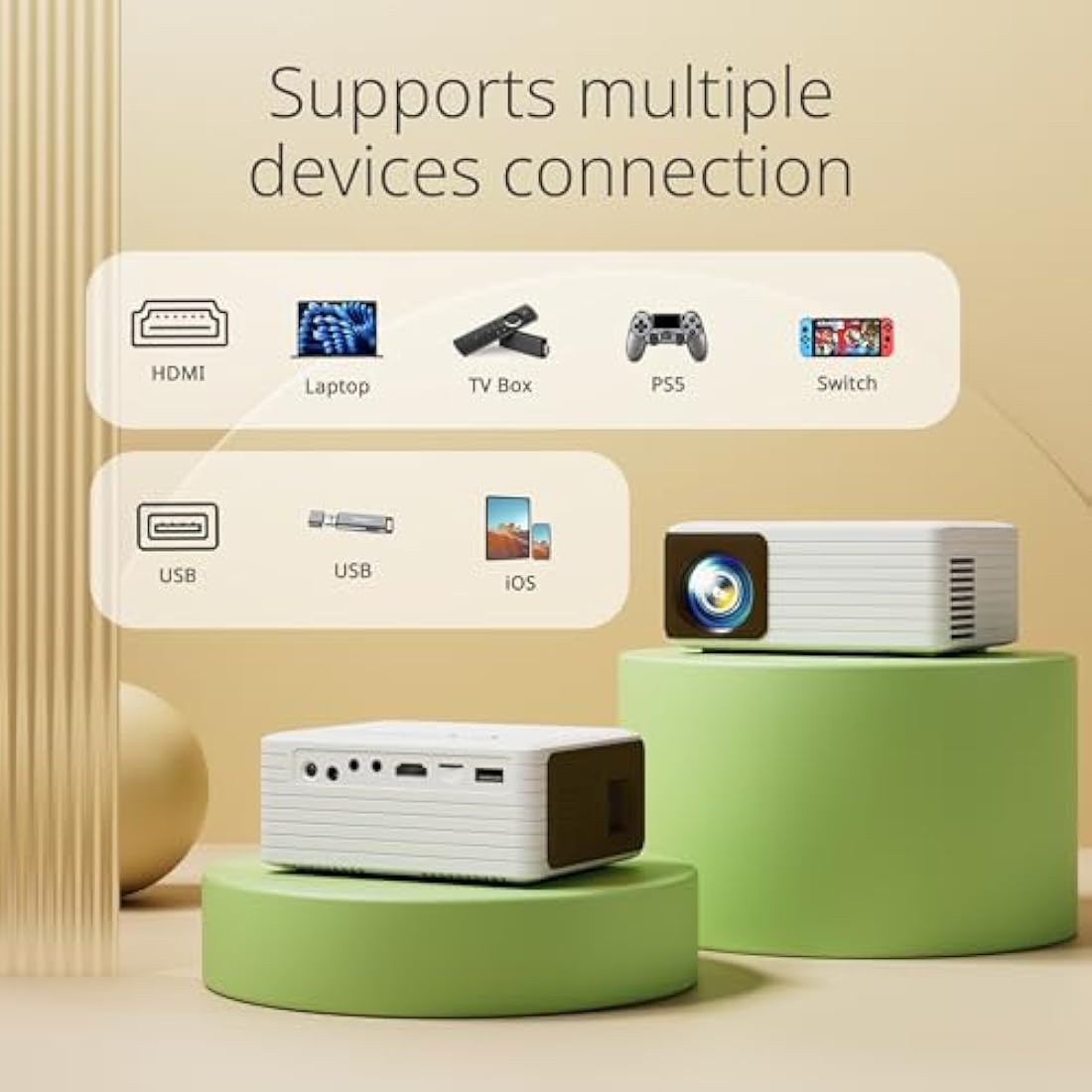 Mini Projector, YOTON Y3 14000 Lumen Portable Phone Home Projector, 2025 Upgraded with 50% Zoom HD 1080P Supported, Small Projectors Compatible TV Stick, iOS, Android, Laptop, PS5