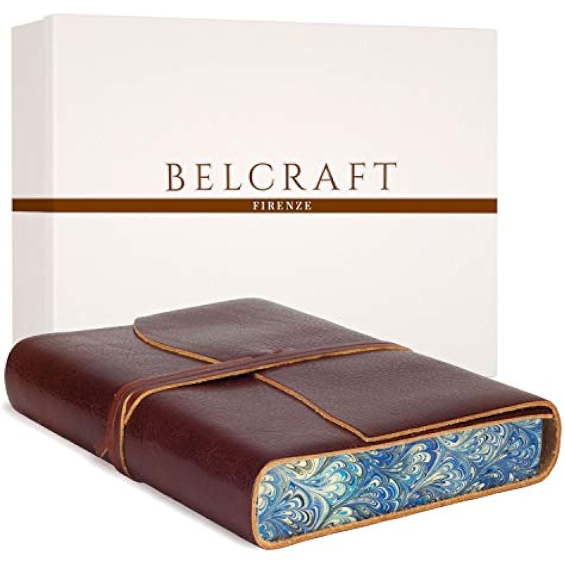 BELCRAFT Venezia Romantica Large Leather Bound Journal, A5 (15x21 cm) Dark Brown