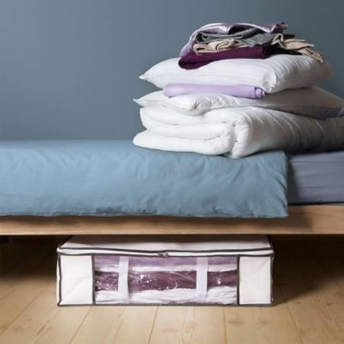 Lakeland Vacuum Clothes and Duvet Storage Tote Bag - 50L Underbed Stores Double Duvet & 4 Pillows