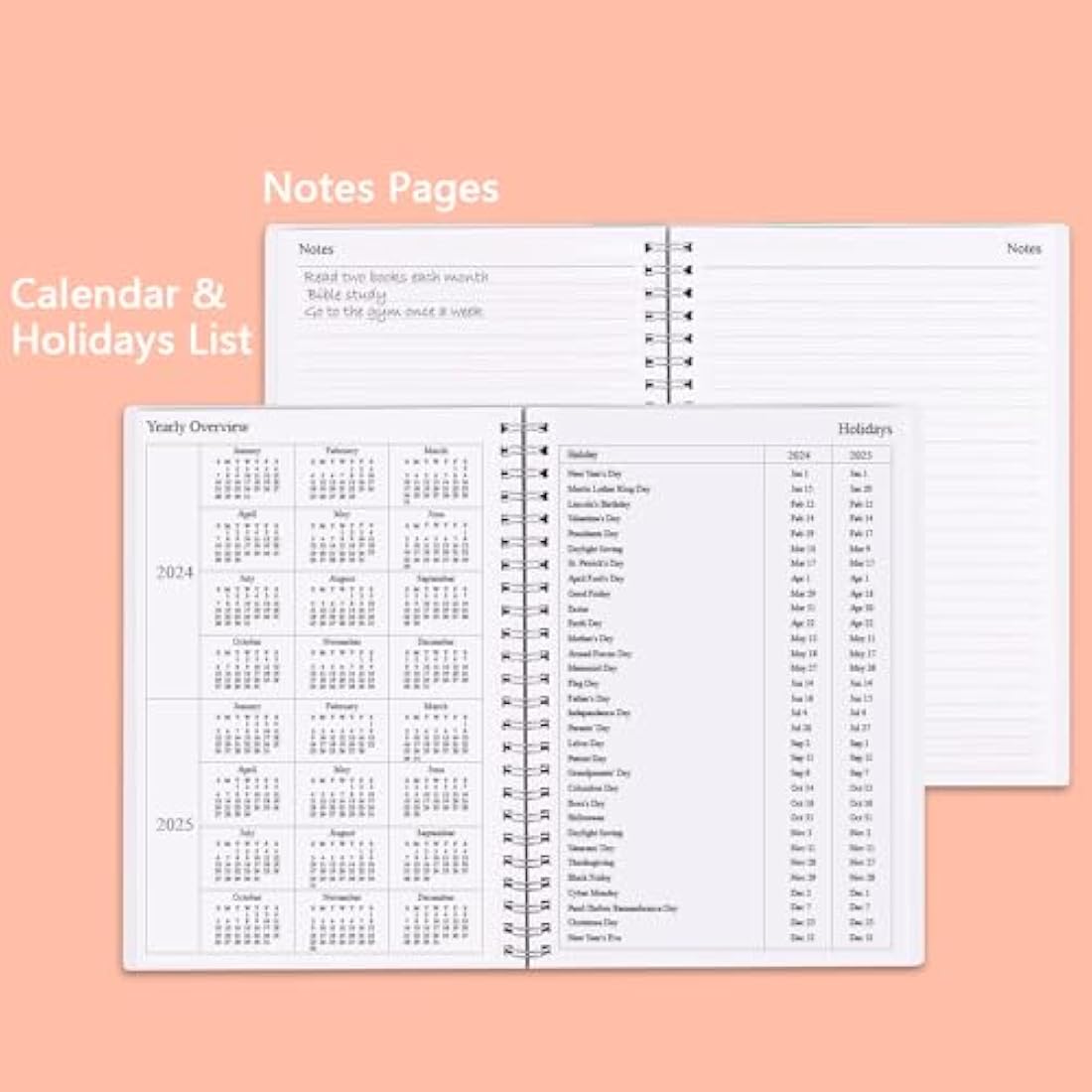 Undated Diary A5 Planner for 2024 or Any Year, Weekly & Monthly Organizer Notebook&Journal to Track Goals, Improve Productivity & Time Management, 15 x 21cm, Perfect to Organize Your Daily Life, Twig