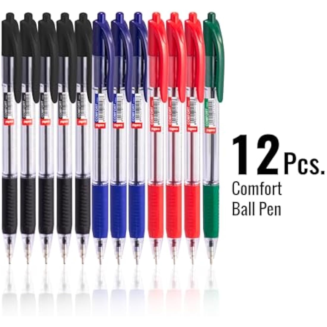 Cello Assorted Coloured Ballpoint Pens - Premium Retractable Biro Pens with Ergonomic Grip, Medium Point 1.0mm, Pack of 12 - Ideal for Office, School & Home Writing Multicolour pens
