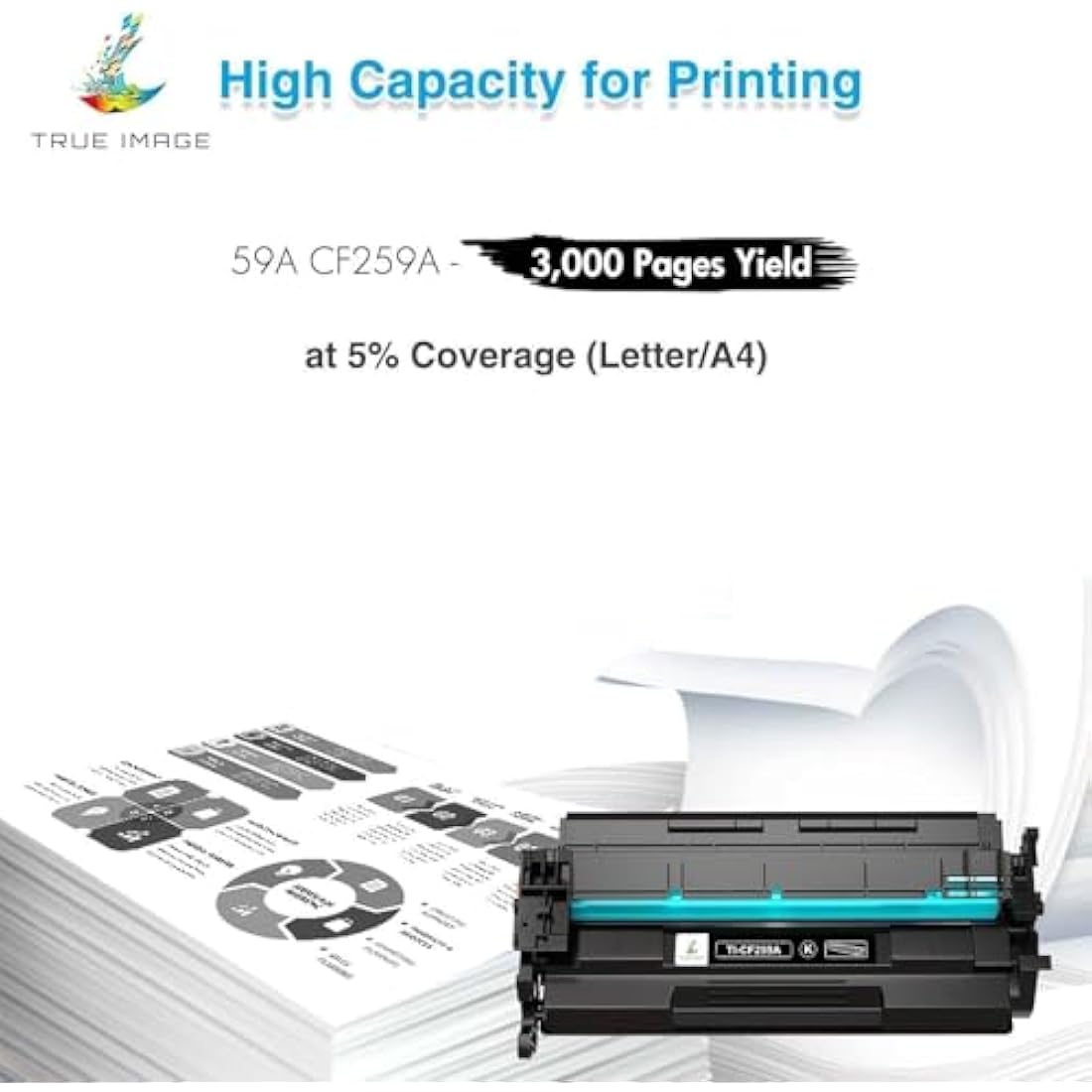 TRUE IMAGE Compatible CF259A Toner Cartridge for HP 59A Laserjet Pro M404dn Toner M404dw MFP M428fdw M428dw M428fdn M404n M304n M304dn M406 M430 M428 M404 M304 59X CF259X (Black, 1-Pack)