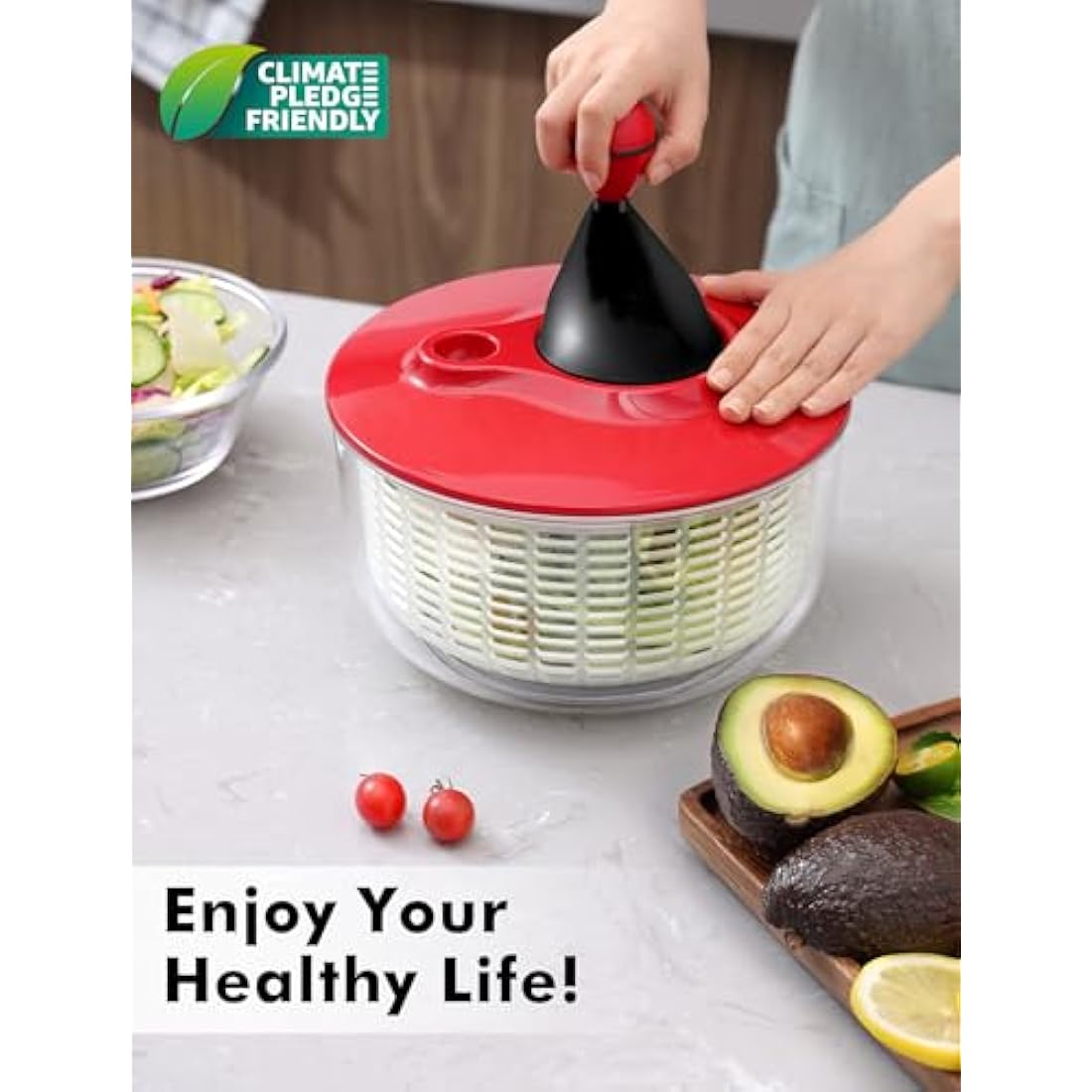 Salad Spinner Large, 5L Lettuce Spinner Salad Dryer Fruit Vegetable Washer Easy to Clean Mixer Easy and Quick Drying, Salad Maker Salad Spinners for Vegetables Fruits