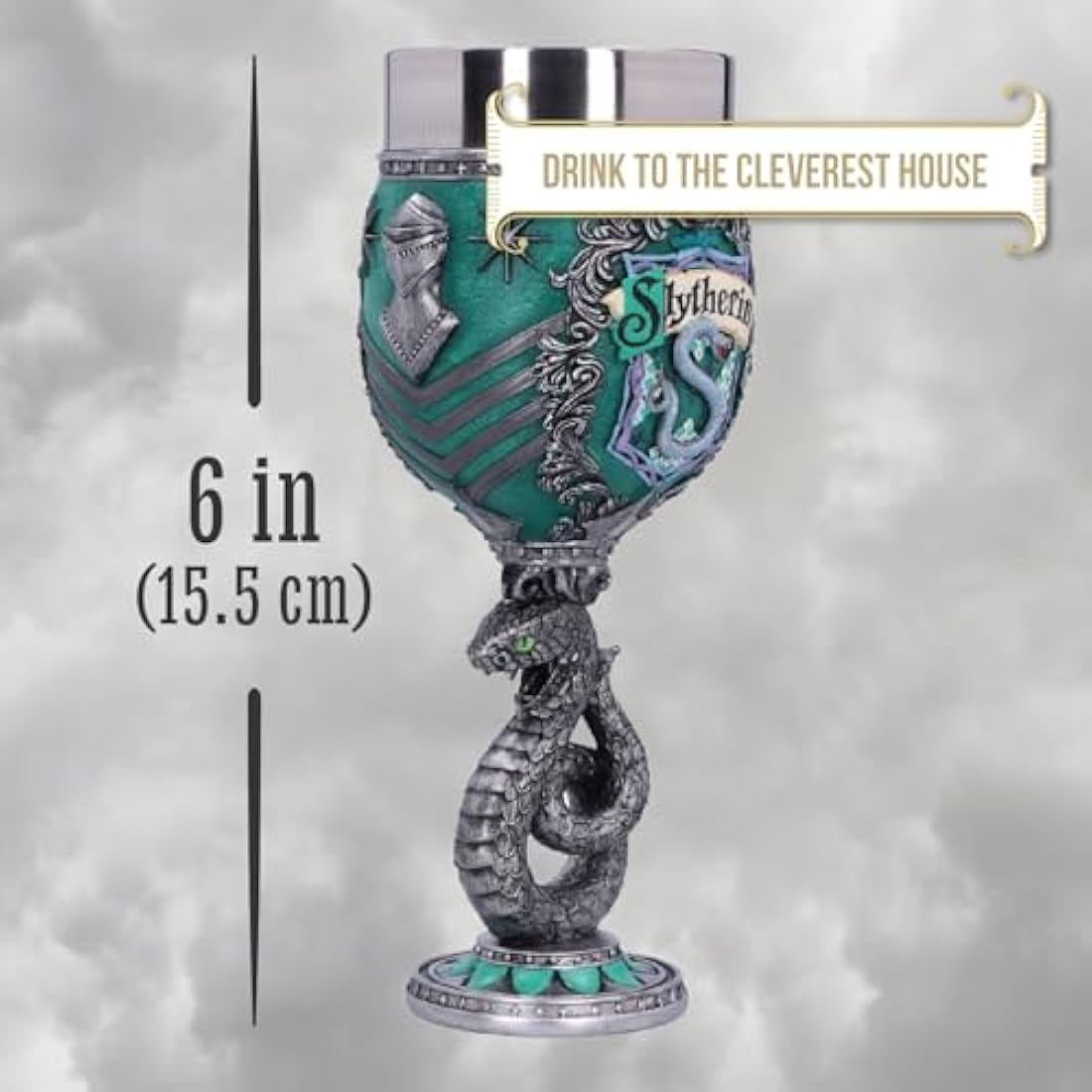 Nemesis Now Harry Potter Collectible Goblet, Resin, Green Silver, 19.5cm