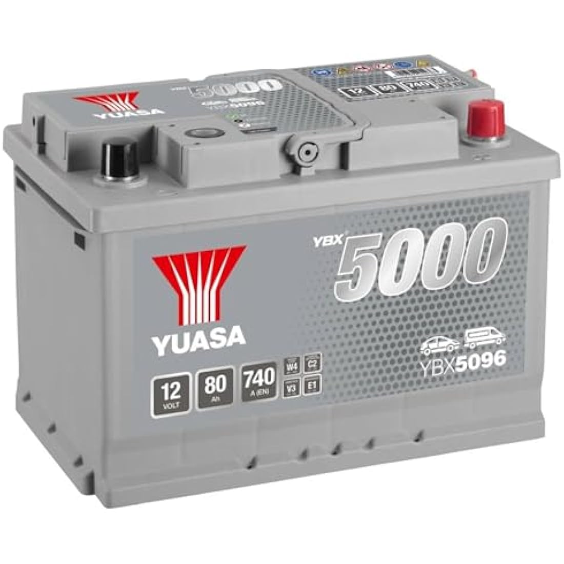Yuasa YBX5096 12V 80Ah 740CCA Silver High Performance Sealed Maintenance Free Car Battery