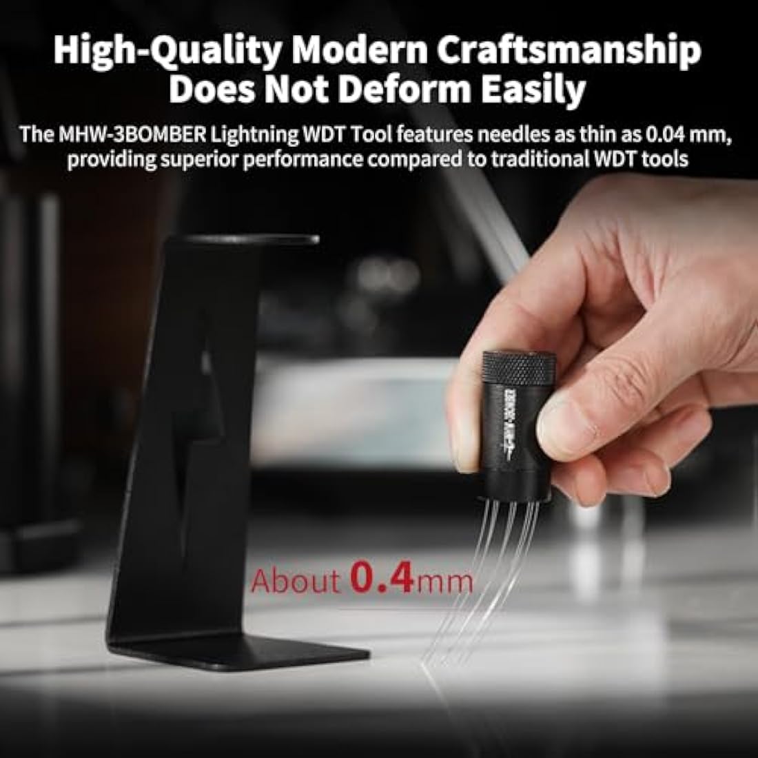 MHW-3BOMBER Wdt Tool 2.0, Adjustable Range Coffee Distribution Tool Coffee Stirrer 8 SUS304 Needles 0.4mm, Magnetic Stand Storage with 6 Replacement Needles Model: T6126-OS