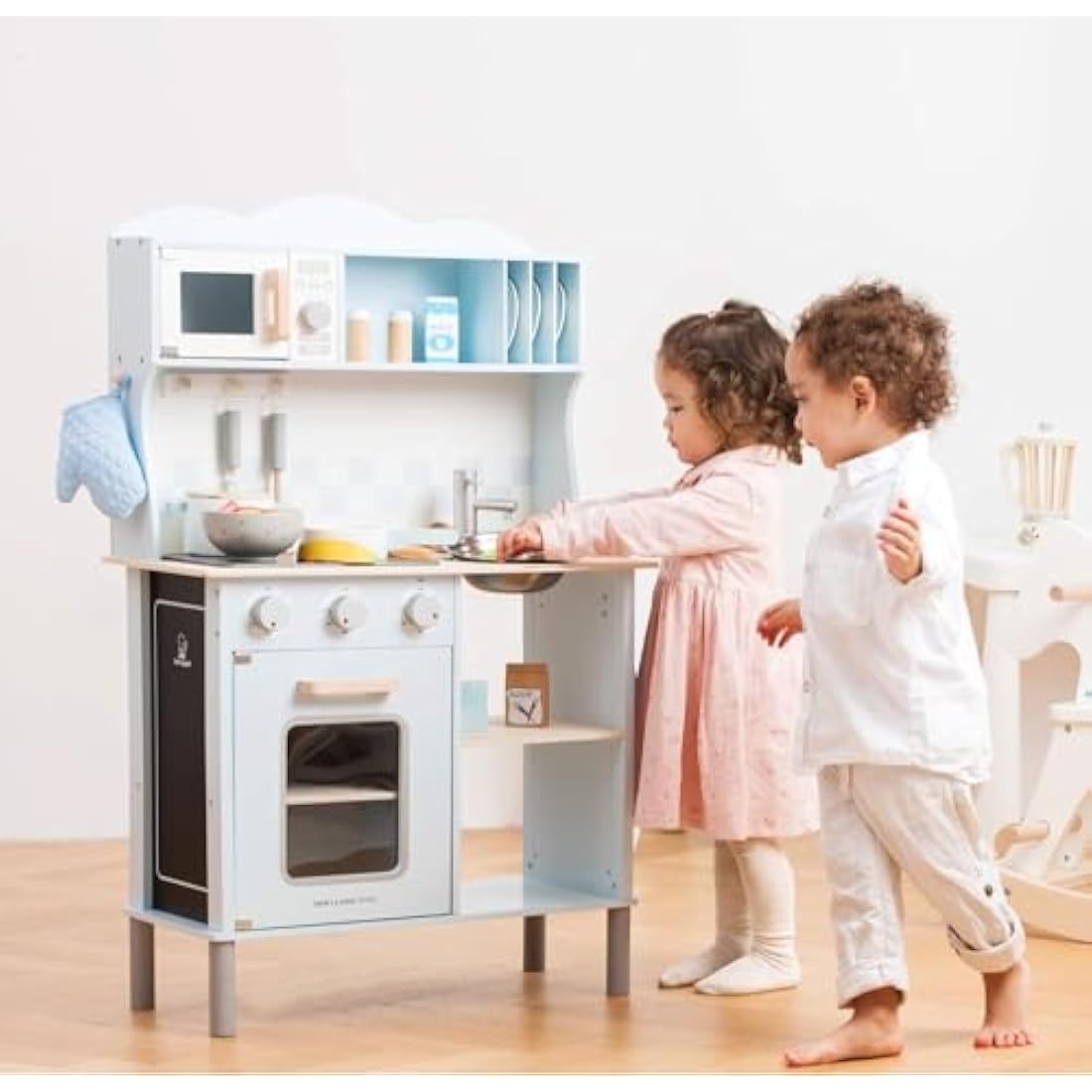 New Classic Toys Modern Kitchenette Electric Cooking, Blue/Natural