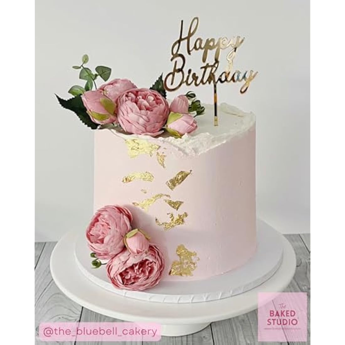 The Baked Studio - Silk Peony and Tea Rose Artificial Bouquet 9 Heads Realistic Fake Plant for DIY Craft Cake Living Room Home Wedding Decoration (PINK)