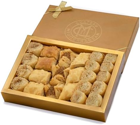 Chateau de Mediterranean Baklava Selection - 300 g | Contains Approx 24 Pieces | Delicious Filo Pastry Filled with Assorted Nuts | Traditional Recipe | Beautiful Presentation Gift Box | Great to Share