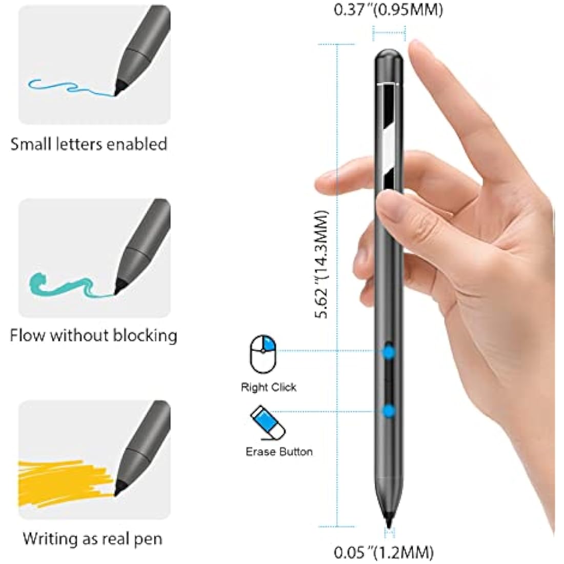 Stylus Pen for HP Envy x360 15-bp0, X2 12-e0xx,X2 12g0xx; HP Spectre x360 13-ae013dX, Pavilion x360 11m-ad0 14M, 2 interchangeable tip Check Compatible List Before Purchase