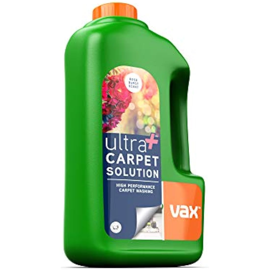 Vax Ultra+ 1.5L Carpet Cleaner Solution, Stain Remover Shampoo, Rose Burst Scent, Helps to Combat Odours, 1-9-137771, Green