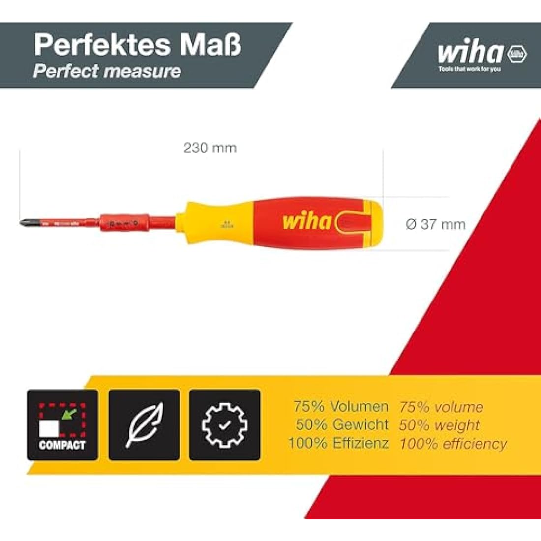 Wiha SB 2831-09023 LiftUp Electric, Red, Schlitz, Pozidriv, PlusMinus/Pozidriv