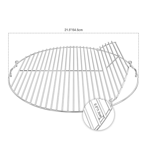 onlyfire Stainless Steel Cooking Grate,BBQ Grill Grate With Single Side Opening with Detachable Handle,for Weber 22-Inch Charcoal Grill