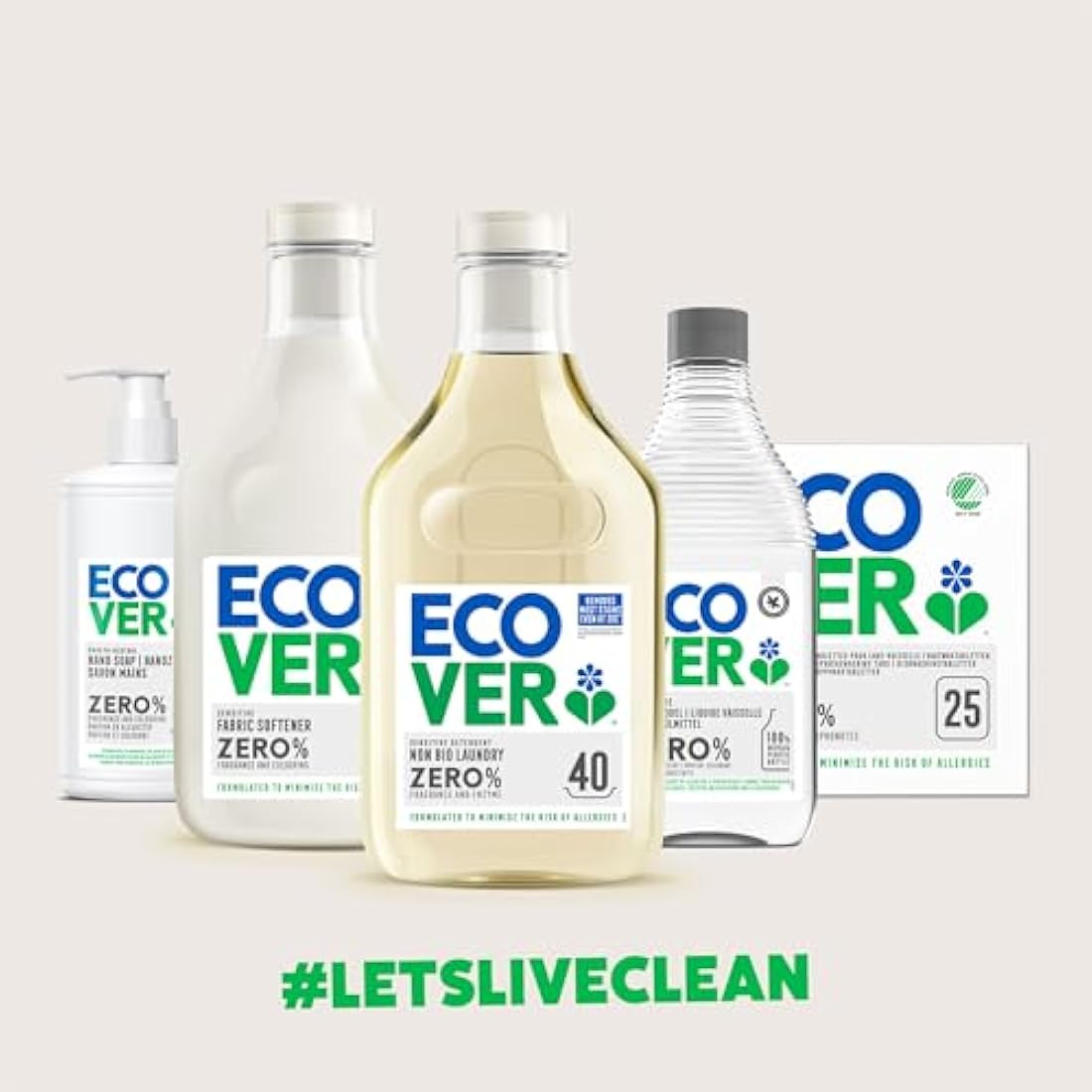 Ecover Zero Non-Bio Laundry Detergent Refill, For Sensitive Skin, Baby Laundry Washing Liquid, 142 Washes, 5L