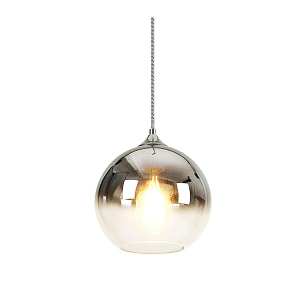 MZStech Spherical Gradient Color Glass Pendant Light Modern Glass Globe Lamp Chandelier Hanging Light (Silver, 20cm)