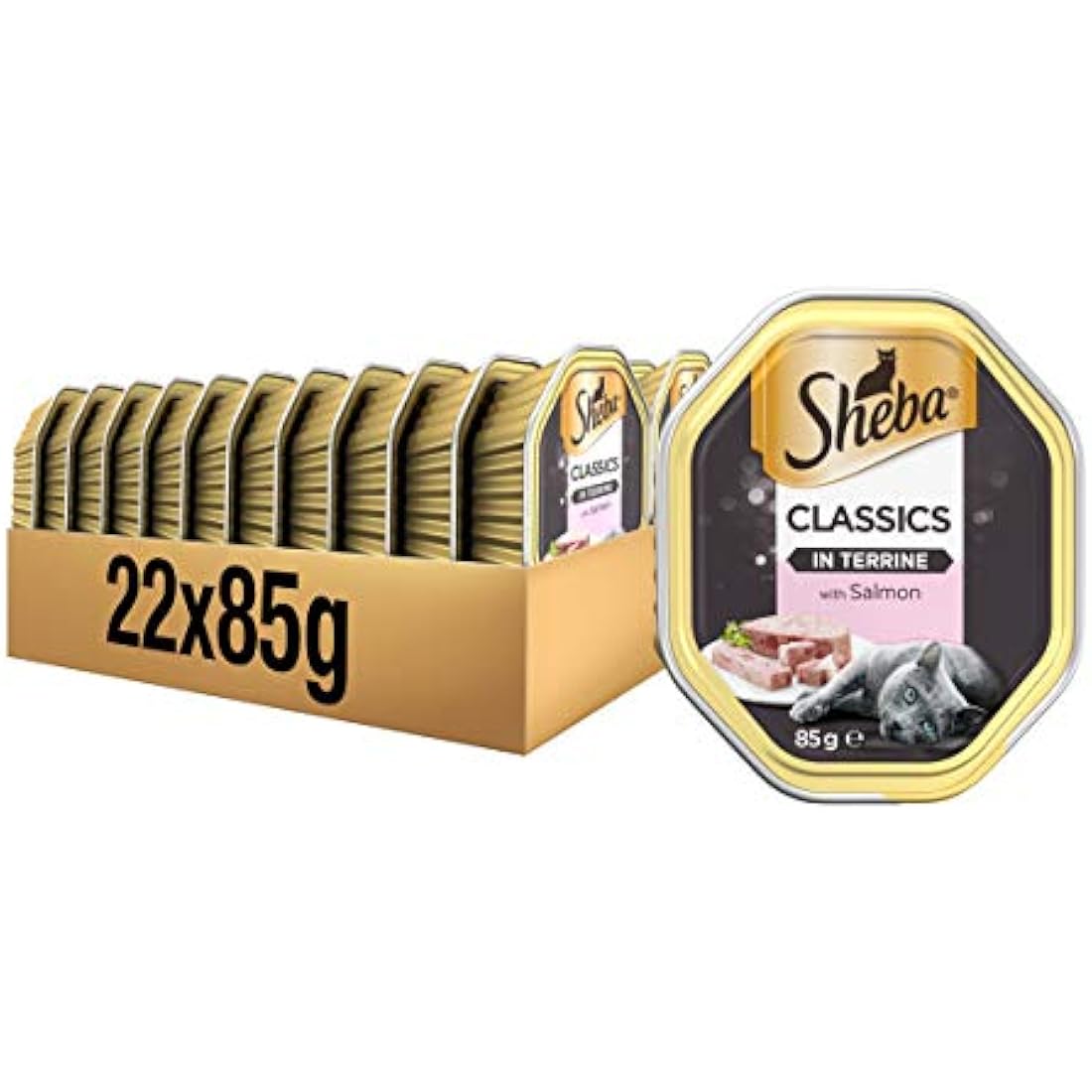 Sheba Classics Cat Food Trays Salmon in Terrine, 85 g (Pack of 22)