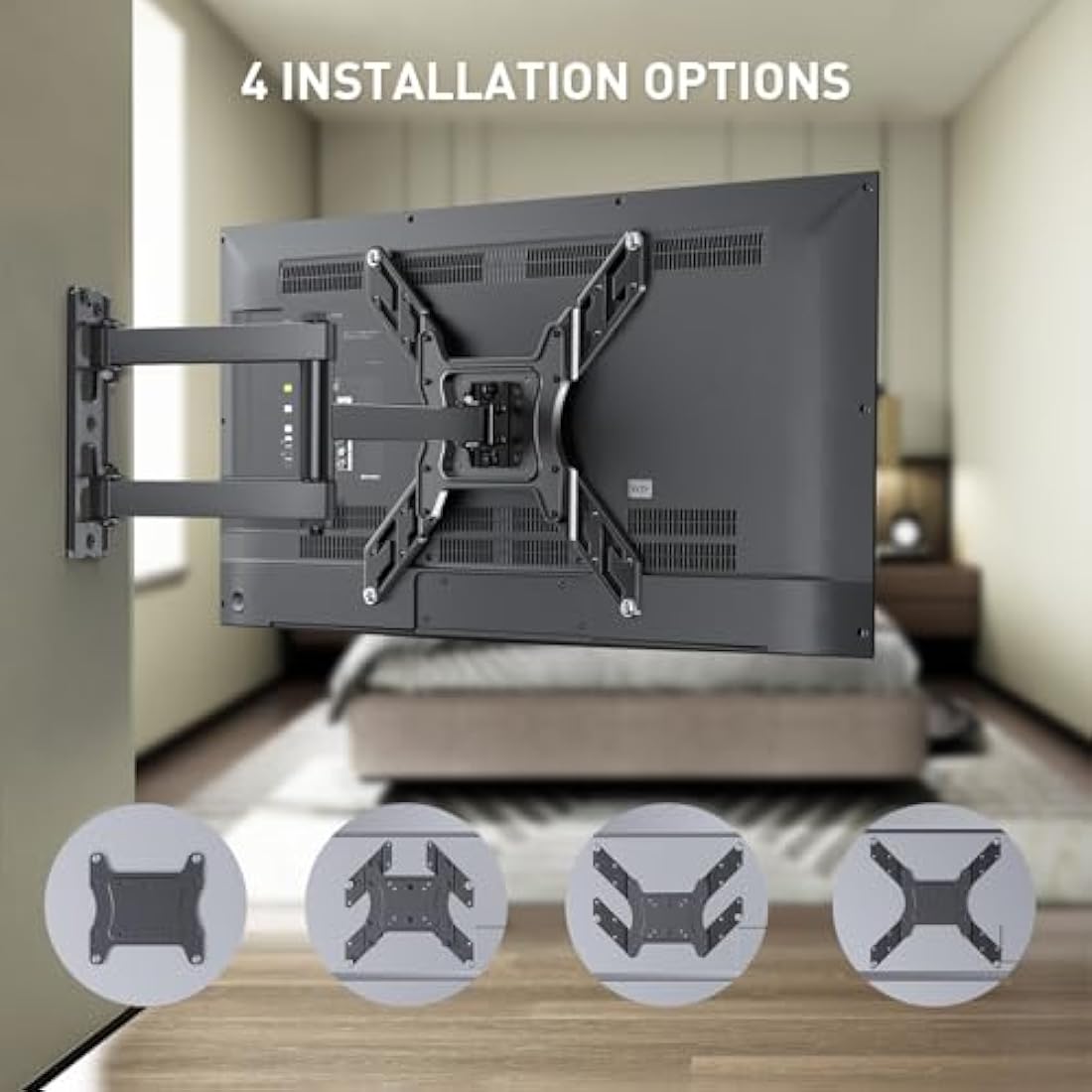 Perlegear TV Wall Bracket for 26-60 Inch Flat & Curved TVs up to 45kg, Swivels Tilts Extends TV Wall Mount, VESA 75x75mm up to 400x400mm, PGMFK6