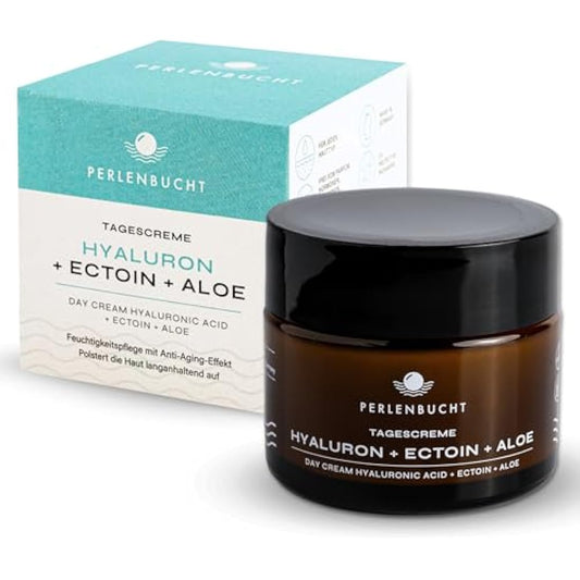 Day Cream Hyaluronic + Ectoin + Aloe | Anti-Ageing Cream Women Beauty Cream Moisturising Face Moisturising for Sensitive Skin | PERLENBUCHT