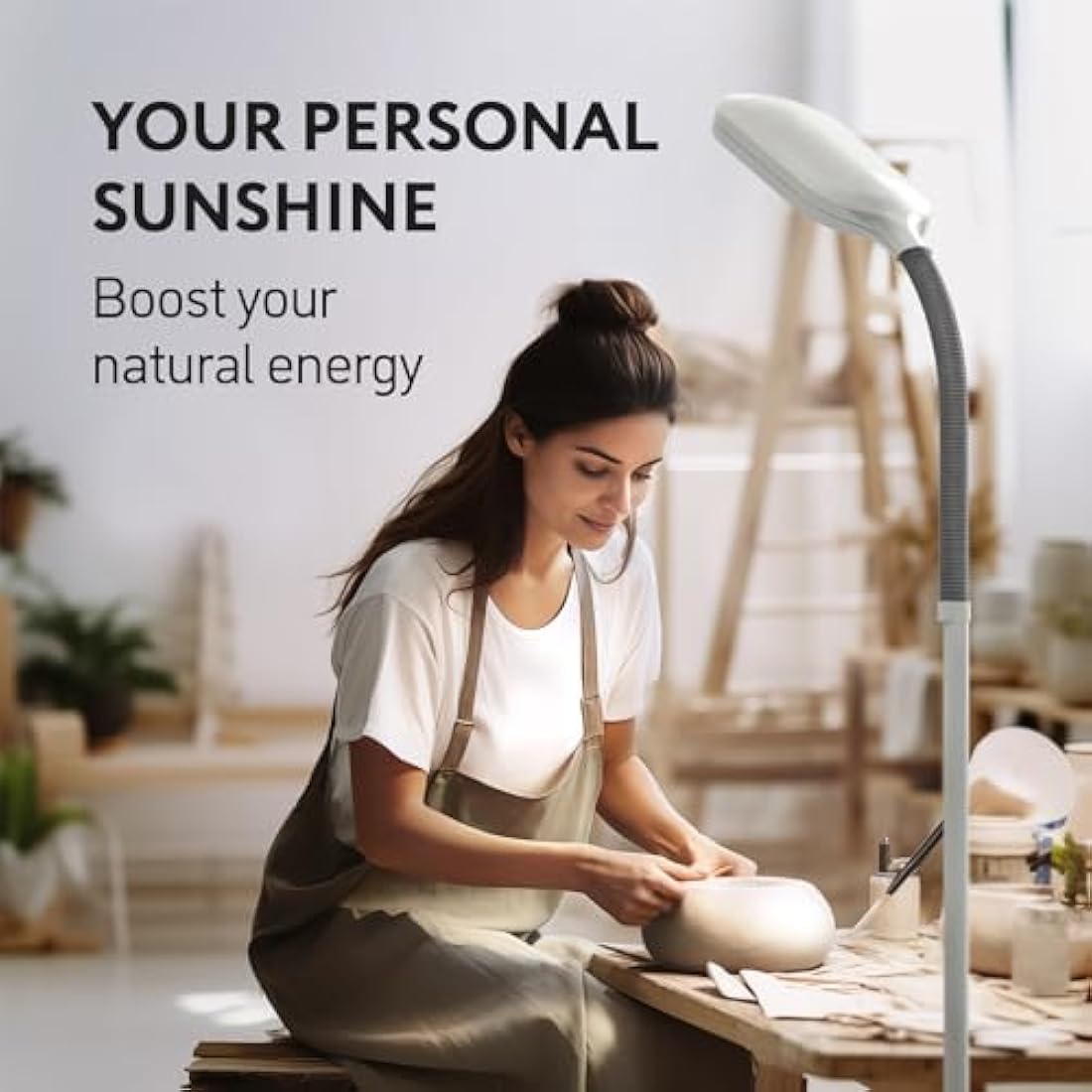 Kenley Daylight Lamp - Reading Light Floor Standing - Natural Bright Sunlight - Energy Saving Bulb for True Colours - Sturdy & Easy to Assemble - Standard Craft Lamps for Living Room or Bedroom