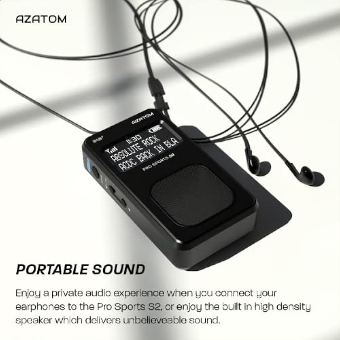 Portable DAB/DAB+ & FM Digital Radio | Sports Earphones Included | Built in Speaker | Rechargeable Battery (10-12 Hours) | Perfect for Sports, Hiking or Working | AZATOM Pro Sports S2 (Black)
